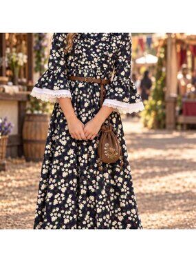 Girl's Floral Print Peasant dress Festival Renfaire cosplay 12Y Scarlet Darkness